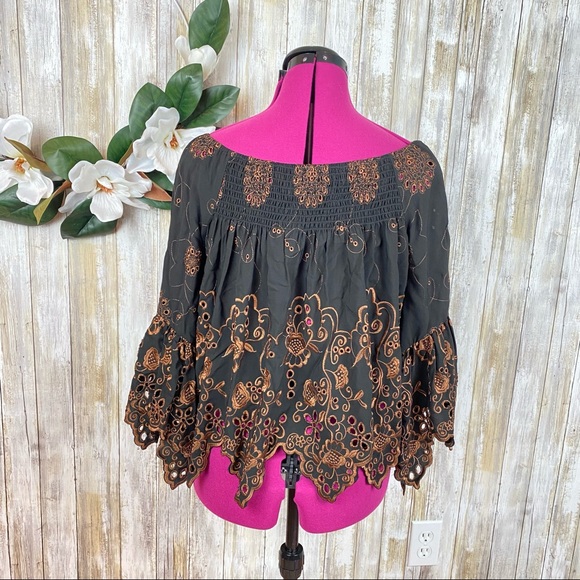 Eyelet Embroidered Off Shoulder Top - Picture 6 of 9